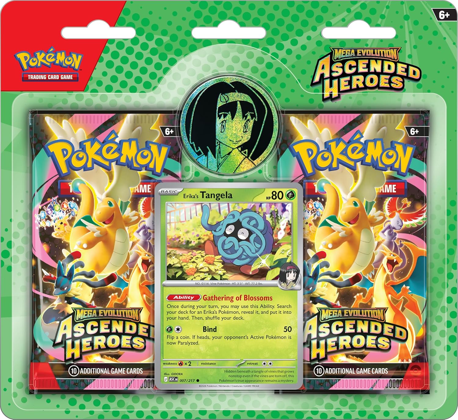 Pokemon TCG: Mega Evolution: Ascended Heroes: Paquete de 2 Sobres Erika